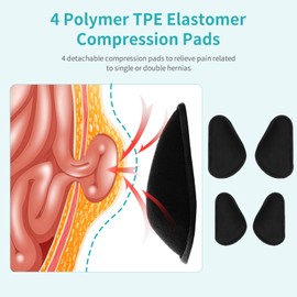 ENLUNTRA Hernia Belts for Men， Adjustable Inguinal Hernia Support Belt for Men & Women with 4 Compression Pads，Hernia Support Truss for Single/Double Inguinal （black-M）