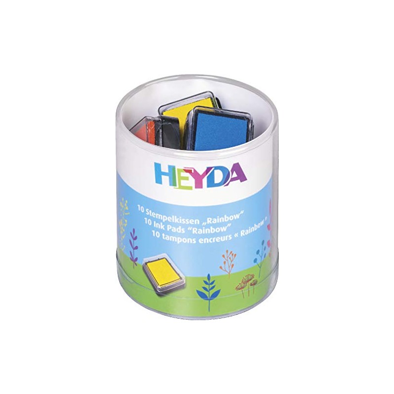 Heyda Stempelkissen-Set Rainbow, klarsicht-runddose