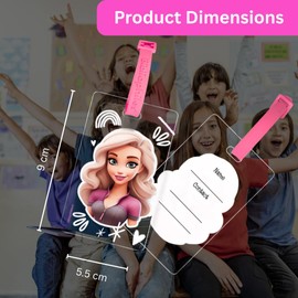 Bibliophiles Cute Girl Writable Transparent Bag Luggage Tags, PVC Luggage Labels for Suitcases with Name Address Phone Number Labels Travel Tag for Baggage Identity ID Labels for Trolley, Suitcase