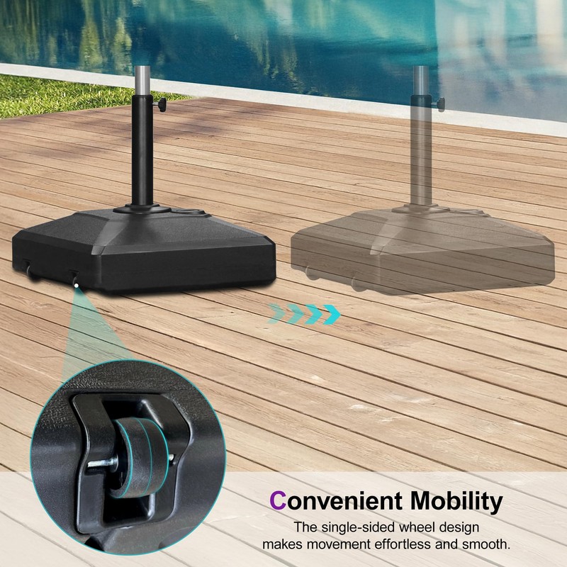 PURPLE LEAF HDML32 Patio Market Umbrella Stand Base with Wheels