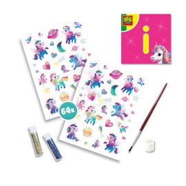 SES Creative 14724 Unicorn Tattoos and Glitter Creative Craft Set for Children from 5 Years Includes Unicorn Tattoos and Glitter Glue Perfect for Parties