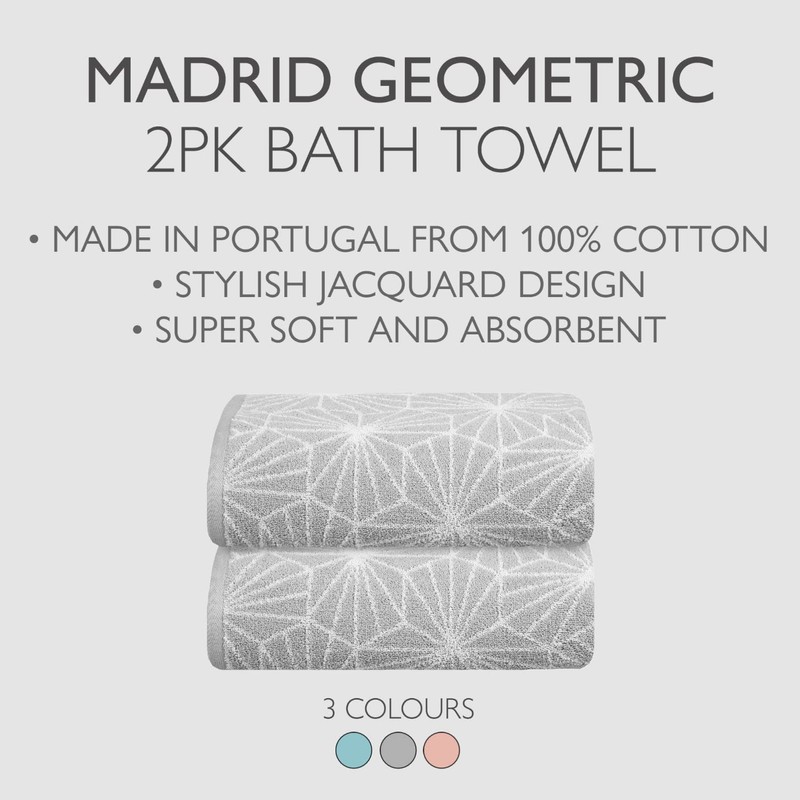 Allure Geometric Design Bath Towel, Pack of 2, 70 x
