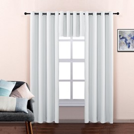 NICETOWN White Short Kitchen Curtain Valances - Home/Office Bedroom Room Darkening Window Treatment Tier (Width 52-in x Length 36-in, 1 Panel, Platinum & Greyish White)