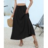 NILOUFO Women's Flowy High Waist A-Line Maxi Skirt - Summer