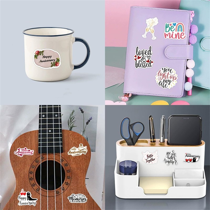 50pcs Anniversary Stickers for Adults, Happy Anniversary Quote Stickers for