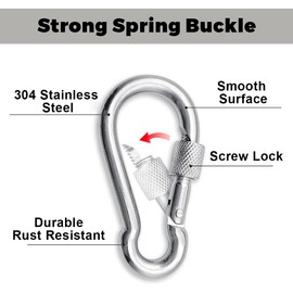 ZKGYUS Pack of 4 M6 Small Carabiner Hooks with 135 kg Load Capacity, Stainless Steel Carabiner Screw Carabiner Elegant Key Chain, Small Screw Lock Carabiner Hook for Camping, Keys, Outdoor etc
