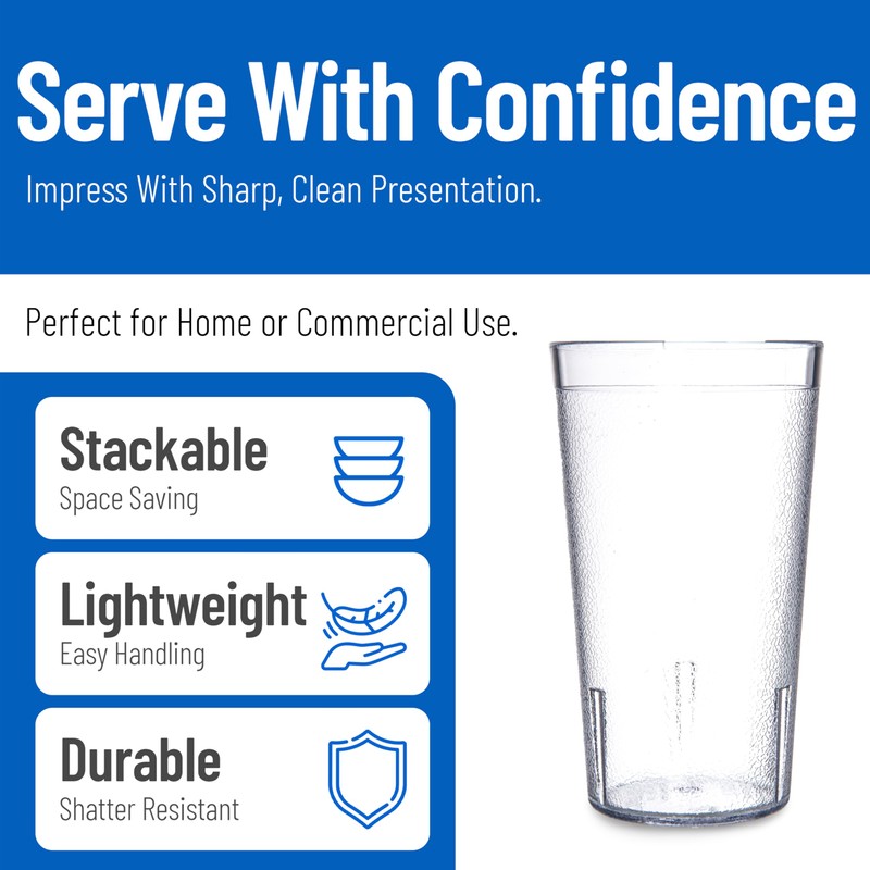 Carlisle FoodService Products Stackable Tumbler with Pebbled Exterior for Restaurants,