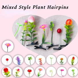 50 Pcs Bean Sprout Hair Clips Mixed Style Plant Hairpins Sprout Clips Flower Butterfly Grass mushroom clips Hair Accessories Headwear for Women Kids Girls Lady Home School Party
