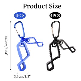 Marjoramy Pack of 4 Glove Holder Clip with Carabiner Double Glove Clips Practical Glove Clamp Anti-Lost Glove Clip Glove Holder with Carabiner Hook for Towels (Black)