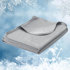 WOLTU Arc-Chill Q-Max 2-in-1 Summer Blanket > 0.45 Double-Sided Blanket for Summer Self-Cooling Sweat-Wicking and Breathable Lightweight Duvet Travel Blanket 100 x 120 cm Light Grey