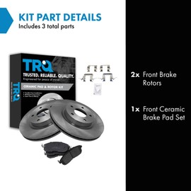 TRQ Front Brake Pad & Rotor Kit Brake Pads Brake Rotor Ceramic Compatible with 2007-2013 Nissan Altima