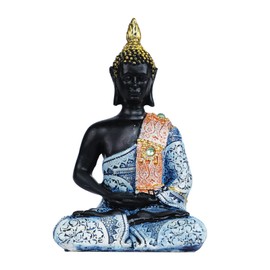 XGOPTS Small Thai Buddha Statue Thai Sculpture Ornament Meditation Peace Harmony Statue Shelf Table Decoration Home Decoration Yoga Room Decoration Blue