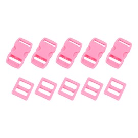 METALLIXITY Side Quick Release Buckle (10-11mm/0.4"-0.43") 5Pcs, Plastic Adjustable Buckles - for Backpack Strap, Pink
