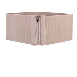 Women Wide Elastic Leather Belt for Dress Ladies Casual Stretch Corset Waist Belt Waistband (Beige 01, M (Fit Waist 25"-32")