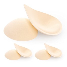 FOOT OF THE TREE Super Thick Bra Pads Inserts 3 Pairs Removable Breast Enhancers Push Up Bra Cups Paddings (Beige-thin, XL)