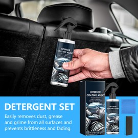 2 Stücke Auto Innenraum Reiniger, Cockpitpflege Auto Reinigungsset mit Schwamm Handtuch, Porentiefe Reinigung, Biologisch Abbaubar für Alle Oberflächen Einschließlich Kunststoff Innenraum Leder