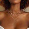 Sliver Layered Necklaces for Women, Dainty Sterling Sliver Plated Cross