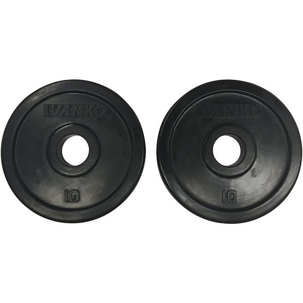 Ivanko (RUBO-10 Rubber Olympic Plate, Black, 10 lbs (Pair) …