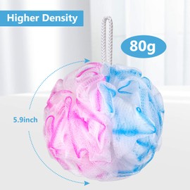 Bath Loofah Large 80g Shower Sponge Body Scrubber Mesh Pouf for Men and Women, Set of 4 (Multicolor)