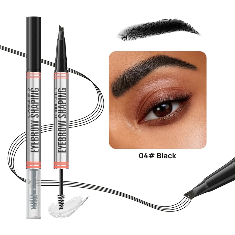 Eyebrow Pen - 2-in-1 Dual-Ended Eyebrow Pen with 4-Fork-Tip &
