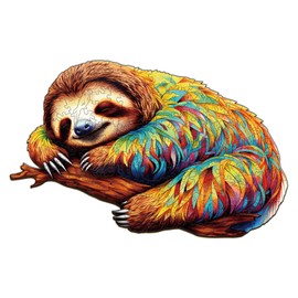 Funnli Wooden Puzzles for Adults and Children, Unique Animal-Shaped Wooden Puzzle (Sloth Cosy), Puzzle Made of Animal Pieces (M-12.7 x 7.9 in 150 Pieces)