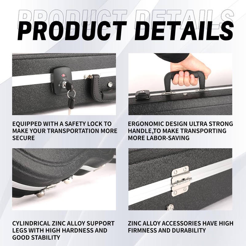 GHOSTFIRE Electric Guitar Hard Case Portable Guitar Hard-shell Case With