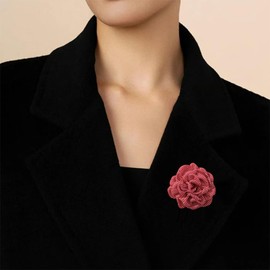 Large Rose Flower Brooch Pins for Women Dainty floral hair clip and Brooch Wedding Party Dance Banquet for Women Dress Suit Clothes Bag Flower Hat Pin Accessories Jewelry 4 inch (Red Flower Brooch Pin-1)