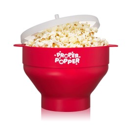 The Original Proper Popper Microwave Popcorn Popper, Silicone Popcorn Maker, Collapsible Bowl BPA Free & Dishwasher Safe - (Red)