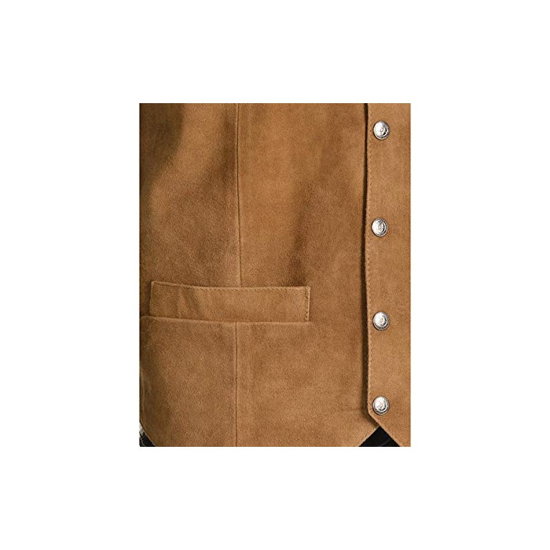 Scully Men's Calfskin Suede Snap Front Vest Rust X-