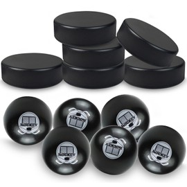 12 Black Soft Foam Hockey Balls, High-Visibility Low-Bounce Stress Balls Knee Hockey Pucks for Kids Indoor Hockey Practice Adult Floor Game, 2 Types