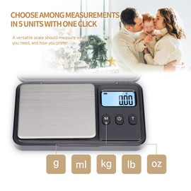 hoyiours Küchenwaage Digitale, 0.01 g Mini Digitalwaage Multifunktions mit Lcd Display und Tara Funktion, Taschenwaage klein für Lebensmittel, Schmuck, Medizin, Labor, Kaffee