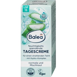 Balea Day Cream and Night Cream for Normal and Combination Skin, with 10% Aloe Vera, Moisturising, with Hydro Complex for Radiant Complexion, Vegan, Set of 2