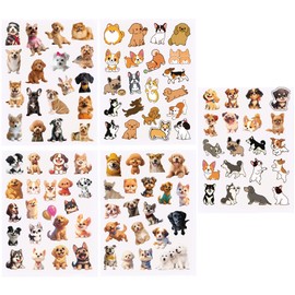 396 PCS Transparent Dog Stickers for Scrapbooking, 20 Sheets Pet Dog Plastic Stickers Pack Warterproof Scrapbook Sticks Animal Reward Stickers for Planner Water Bottle Envelope Laptop Phone