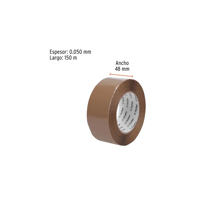 Truper CCA-150, Cinta de empaque canela, 150m, base de agua