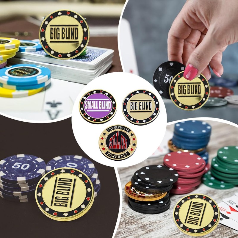 ZORVYN 3 Piece Poker Button Set in Case (Metal Coins),