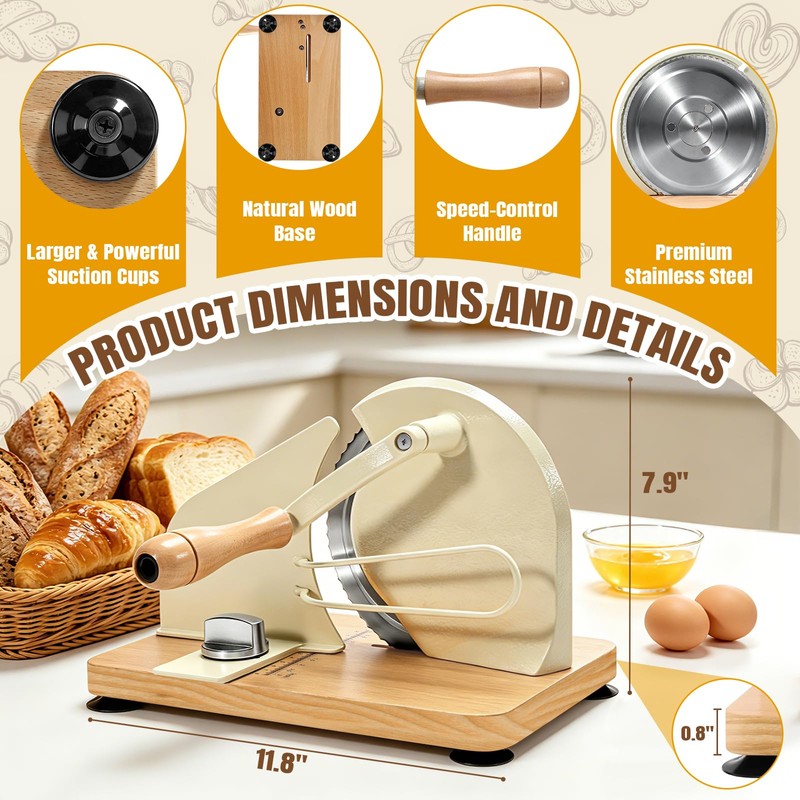 Manual Bread Slicer for Homemade Sourdough Bread, Hand Crank Bread