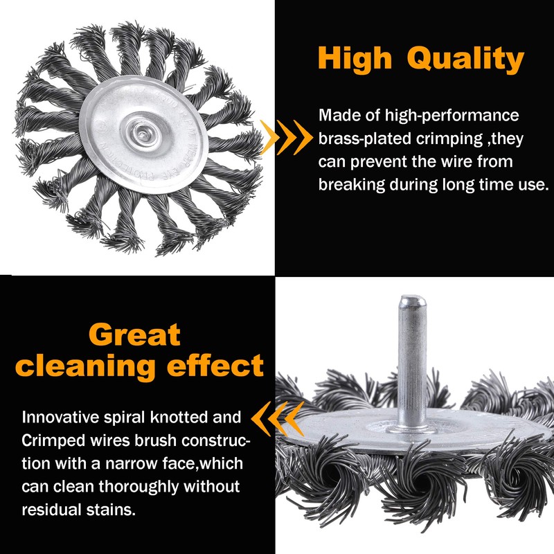 Rocaris 7Pcs Twist Knot Wire Wheel Brush for Drill Crimped