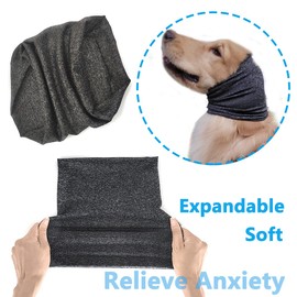 PATTEPOINT Quiet Ears for Dogs, No Flap Ear Wraps for Anxiety Relief& Calming Dogs, Dog Snood for Noise Protection Grooming, Neck and Ear Warm Ear Muffs for Cats&Dogs,Grey L