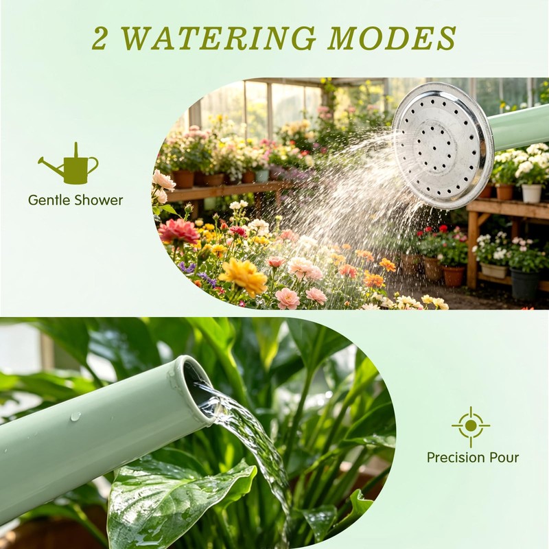 1 Gallon Watering Can for Outdoor&Indoor Plants，Cream Green