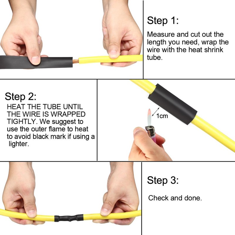 sourcing map Heat Shrink Tubing 25mm Flat Width 1m 2:1