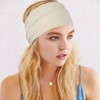 Zoestar Wide Headbands Beige Head Wraps Knotted Turban Head Band