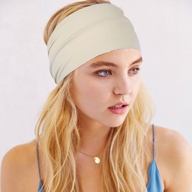 Zoestar Wide Headbands Beige Head Wraps Knotted Turban Head Band Stylish Elastic Head Bands for Women and Girls(Pack of 4)