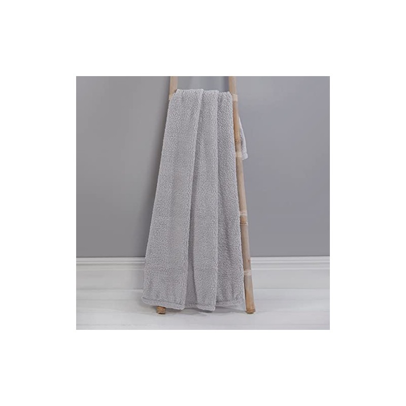 Sleepdown Grey Teddy Throw Over Sofa Super Soft Warm Cosy