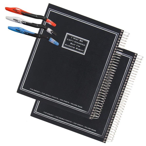 2 Left-Handed Five Subject College Ruled Notebooks With "I May