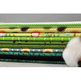 Fabric Scraps Color Bundle Green,10 Fat Eighths, 1 1/4 Yards Total
