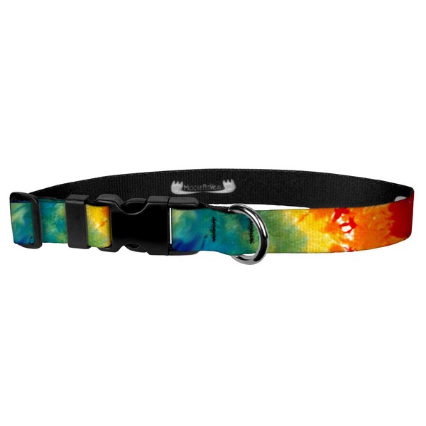 Moose Pet Wear Dog Collar - Patterned Adjustable Pet Collars, Made in the USA - 1 Inch Wide, Medium, Tie-Dye
