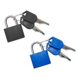 2 Pack Luggage Locks, Mini Suitcase Locks with Keys, Multicolor Small Padlock for Lockers, Backpack, Boxes (Black,Blue)