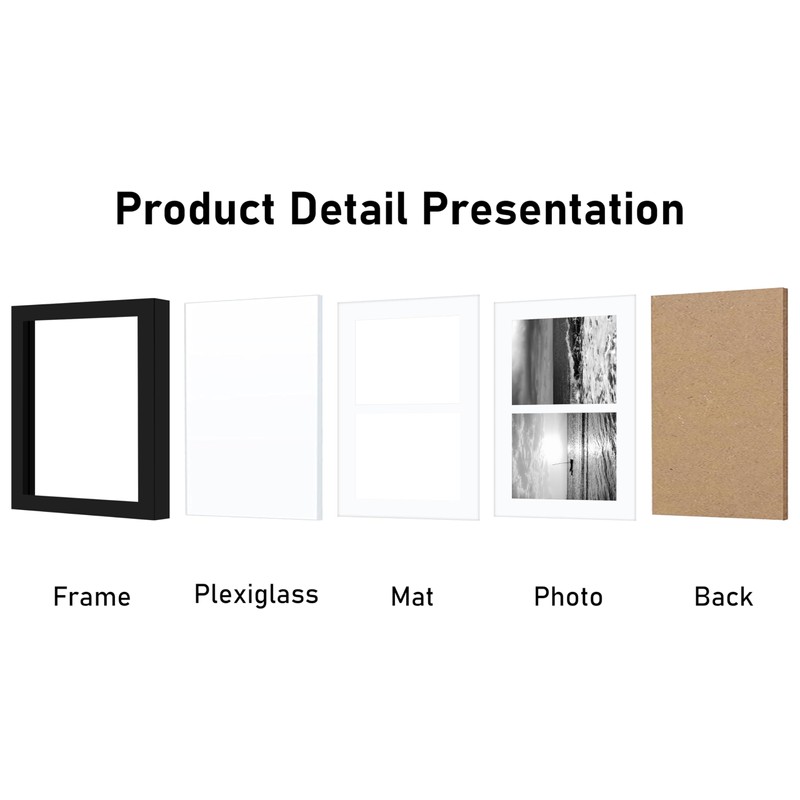 VIOLABBEY 8x10 Double Picture Frame in Black - Displays Two