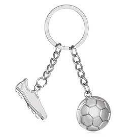 Patelai Football Keyring for Boys Silver Football Boot and Ball Key Ring Novelty Metal Football Pendant Sports Fan Keyring for Men Boys Women Gifts, silver