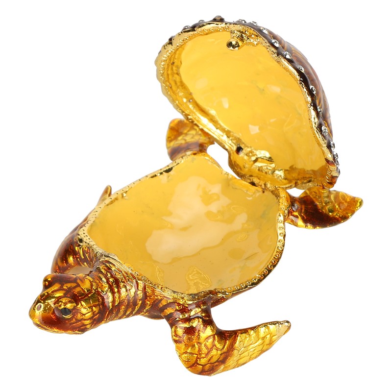 Tortoise Figurine Electroplated Turtle Jewelry Trinket Storage Box Ornament with